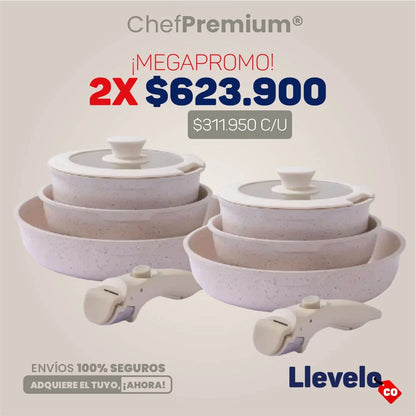 Chef Premium® - Set de Ollas Antiadherentes Desmontables (11 Piezas)