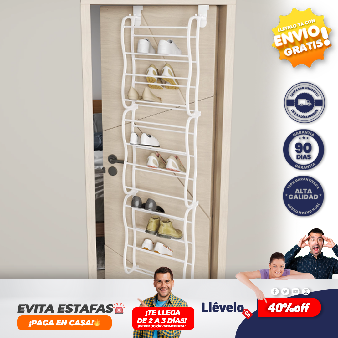 MaxiOrden® Zapatero de Puerta 12 Niveles