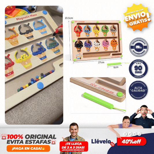 EduHelado®  tablero de laberinto, bolígrafo de cuentas móviles